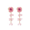 Wholesale Women's Casual Style Multilayer Chiffon Floral Earrings Zinc Alloy Hand Knitted Flower Shape