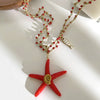 Wholesale Women's Casual Style Stainless Steel And Acrylic Star Pendant Necklace With Handmade Beaded Chain And Polished Electroplating