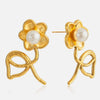 Wholesale Women's Casual Style Stainless Steel Electroplated Flower Earrings