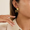 Wholesale Women's Casual Style Stainless Steel Electroplated Flower Earrings