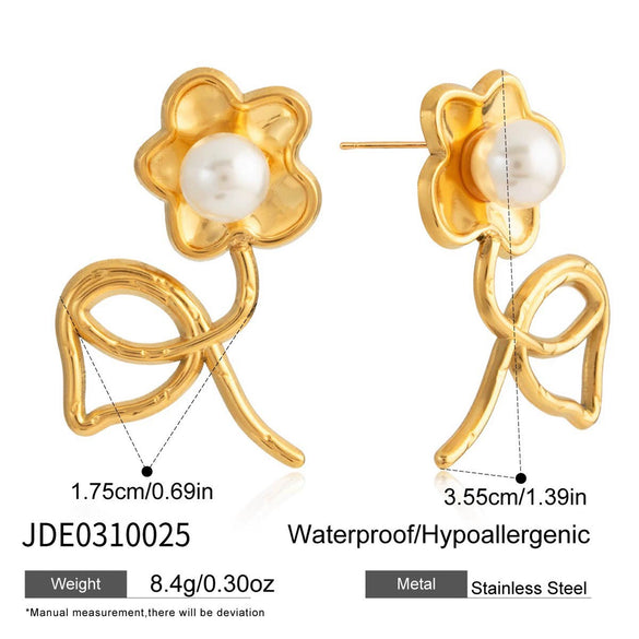 Wholesale Women's Casual Style Stainless Steel Electroplated Flower Earrings