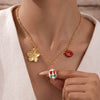Wholesale Women's Casual Style Stainless Steel Electroplated Flower Pattern Necklace With Hand Painted Tulip And Enamel Pendant