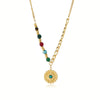 Wholesale Women's Casual Style Stainless Steel Electroplated Flower Pattern Necklace With Hand Painted Tulip And Enamel Pendant