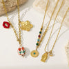 Wholesale Women's Casual Style Stainless Steel Electroplated Flower Pattern Necklace With Hand Painted Tulip And Enamel Pendant