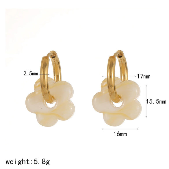 Wholesale Women's Casual Style Stainless Steel Flowershaped Pvd Furnace Vacuum Real Gold Plated Earrings