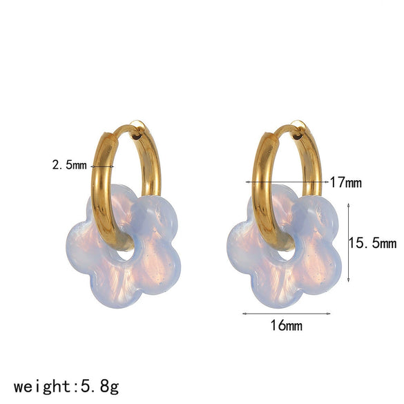 Wholesale Women's Casual Style Stainless Steel Flowershaped Pvd Furnace Vacuum Real Gold Plated Earrings
