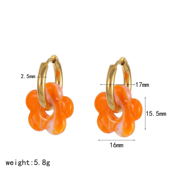 Wholesale Women's Casual Style Stainless Steel Flowershaped Pvd Furnace Vacuum Real Gold Plated Earrings