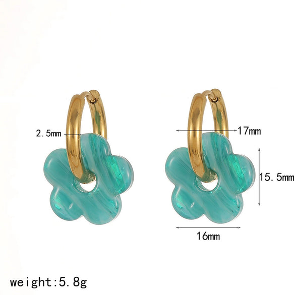 Wholesale Women's Casual Style Stainless Steel Flowershaped Pvd Furnace Vacuum Real Gold Plated Earrings