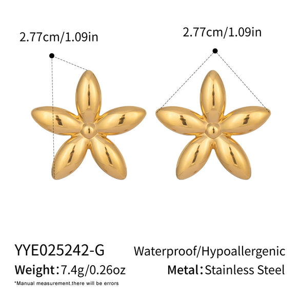 Wholesale Women's Casual Summer Flower Earrings Stainless Steel Jewelry With 18K Gold Electroplating