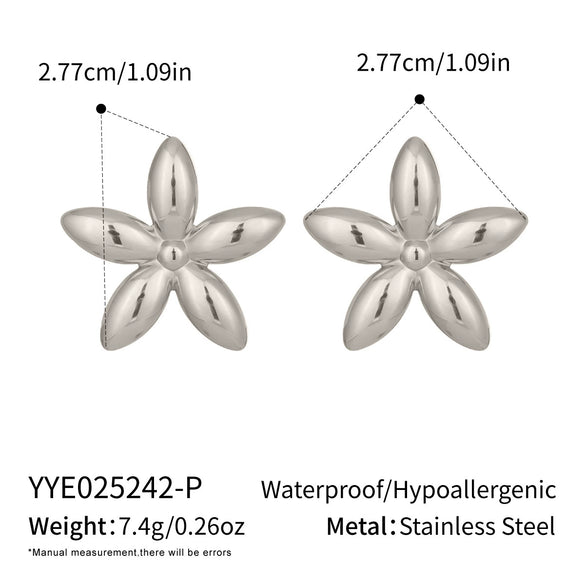 Wholesale Women's Casual Summer Flower Earrings Stainless Steel Jewelry With 18K Gold Electroplating