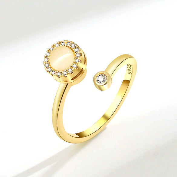 Wholesale Women's Cat's Eye Rotating Open Adjustable Ring Copper Geometric Electroplated Jewelry