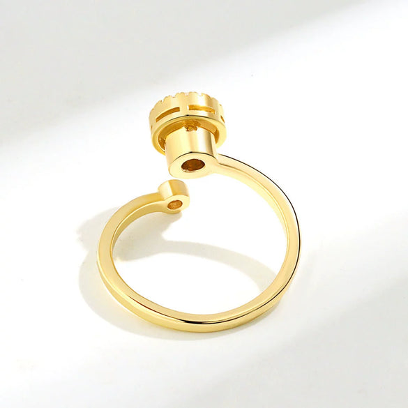 Wholesale Women's Cat's Eye Rotating Open Adjustable Ring Copper Geometric Electroplated Jewelry