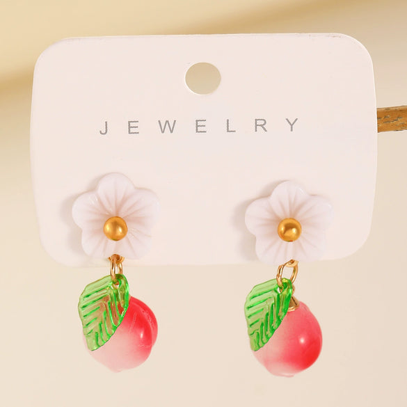 Wholesale Women's Ceramic Fruit Shape Electroplated Earrings