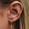 Wholesale Women's Chain Ear Clip Copper Plated With Real Gold Geometric Inlaid Zircon Retro Style