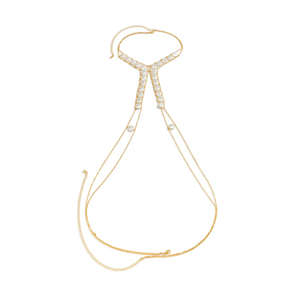 Wholesale Women's Chain Necklace With Imitation Pearl Pendant Tassel Plastic Geometric Electroplated