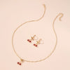 Wholesale Women's Cherry Pattern Copper Electroplated Glass Pendant Stranded Chain Necklace And Earrings Set