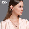 Wholesale Women's Cherry Pattern Copper Electroplated Glass Pendant Stranded Chain Necklace And Earrings Set