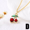 Wholesale Women's Cherry Pendant Necklace With Oil Drop Collarbone O Chain Copper Gold Plated Electroplated