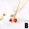 Wholesale Women's Cherry Pendant Necklace With Oil Drop Collarbone O Chain Copper Gold Plated Electroplated