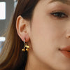 Wholesale Women's Cherry Shaped Stainless Steel Earrings With Geometric Pattern And Electroplating Treatment