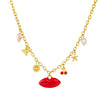 Wholesale Women's Chic Big Red Lip Cherry Star Bee Pendant Goldplated Stainless Steel Ochain Necklace