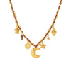 Wholesale Women's Chic Minimalist Retro Multielement Gold Electroplated Stainless Steel Flash O Chain Star Heart Square Relief Starfish Necklace