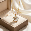 Wholesale Women's Chic Style Diamond Encrusted Flower Necklace Made Of Stainless Steel And Titanium Steel With Vacuum Electroplating In Furnace