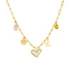 Wholesale Women's Chic Style Gold Electroplated Hollow Heart Shape Pearl Pendant Stainless Steel Necklace With Flat Cross Chain