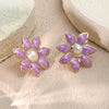 Wholesale Women's Chic Style Oil Drip Flower Stainless Steel Stud Earrings