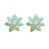 Wholesale Women's Chic Style Oil Drip Flower Stainless Steel Stud Earrings