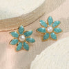 Wholesale Women's Chic Style Oil Drip Flower Stainless Steel Stud Earrings