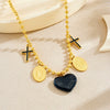Wholesale Women's Chic Style Stainless Steel Electroplated Heart Shape Flower Bow Tie Pendant Necklace