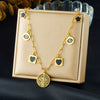 Wholesale Women's Chic Style Stainless Steel Electroplated Heart Shape Flower Bow Tie Pendant Necklace
