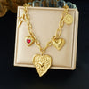 Wholesale Women's Chic Style Stainless Steel Heart Shape Electroplated Pendant Necklace With O Word Chain