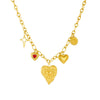 Wholesale Women's Chic Style Stainless Steel Heart Shape Electroplated Pendant Necklace With O Word Chain