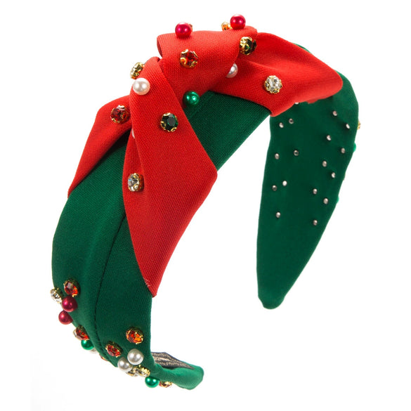 Wholesale Women's Christmas Beaded Diamond Cloth Headband Hair Accessories