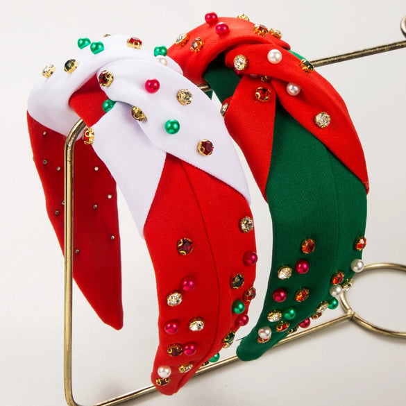 Wholesale Women's Christmas Beaded Diamond Cloth Headband Hair Accessories