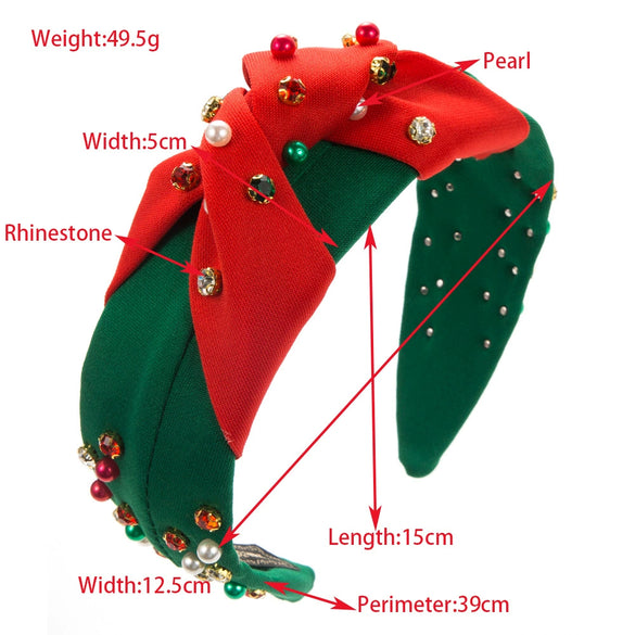 Wholesale Women's Christmas Beaded Diamond Cloth Headband Hair Accessories