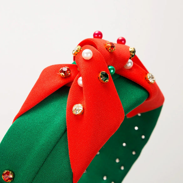 Wholesale Women's Christmas Beaded Diamond Cloth Headband Hair Accessories