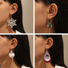 Wholesale Women's Christmas Jewelry Alloy Exaggerated Large Snowflake Earrings With Classic Colorful Bell Snowman Design Electroplated