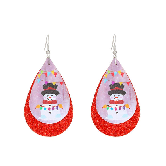 Wholesale Women's Christmas Jewelry Alloy Exaggerated Large Snowflake Earrings With Classic Colorful Bell Snowman Design Electroplated
