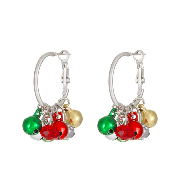 Wholesale Women's Christmas Jewelry Alloy Exaggerated Large Snowflake Earrings With Classic Colorful Bell Snowman Design Electroplated