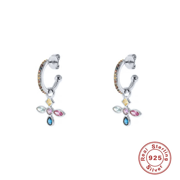 Wholesale Women's Classic Cross Drop Earrings Silver 925 Silver Geometric Style Ear Buckle Earring