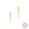 Wholesale Women's Classic Cross Drop Earrings Silver 925 Silver Geometric Style Ear Buckle Earring