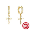 Wholesale Women's Classic Cross Drop Earrings Silver 925 Silver Geometric Style Ear Buckle Earring