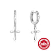 Wholesale Women's Classic Cross Drop Earrings Silver 925 Silver Geometric Style Ear Buckle Earring