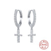 Wholesale Women's Classic Cross Drop Earrings Silver 925 Silver Geometric Style Ear Buckle Earring