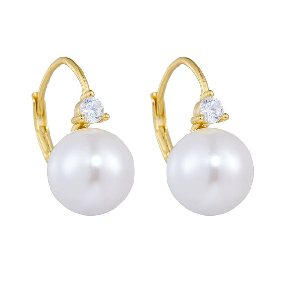Wholesale Women's Classic Geometric S925 Sterling Silver Pearl Inlaid Shell Bead Earrings