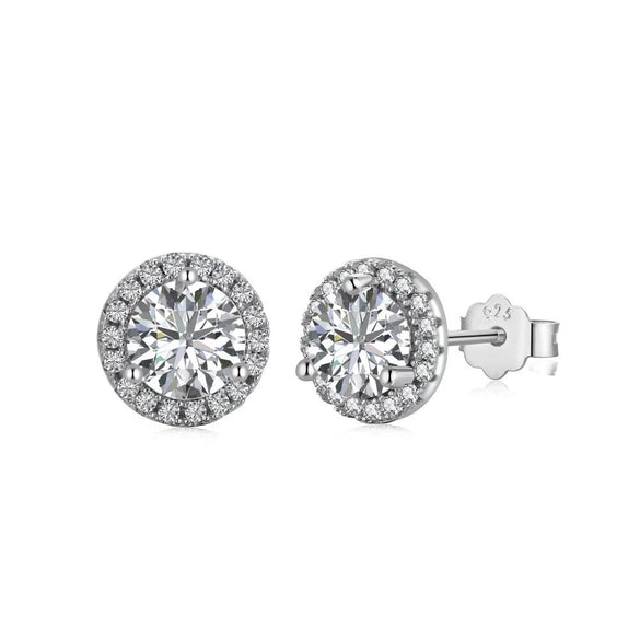 Wholesale Women's Classic Geometric 925 Sterling Silver Stud Earrings With Electroplating And Eight Hearts And Eight Arrows Zircon