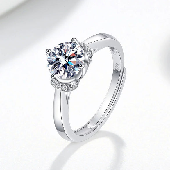 Wholesale Women's Classic Opening Ring S925 Sterling Silver Geometric Electroplating 1 Karat Diamond